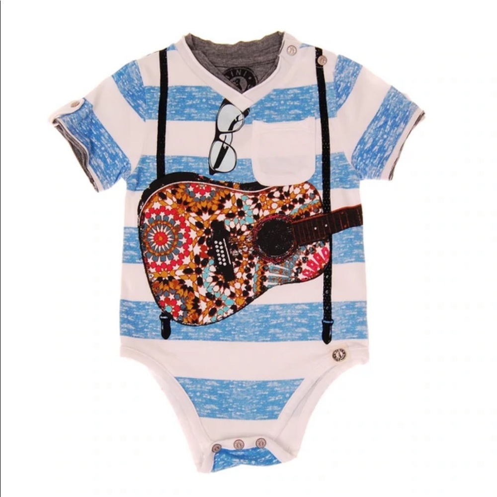 NWOT Summer Stripes Suspender Guitar Bodysuit by: Mini Shatsu